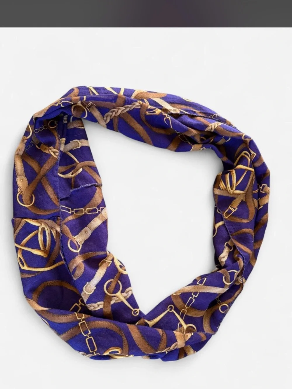 Purple and Gold Chain-Print Scarf